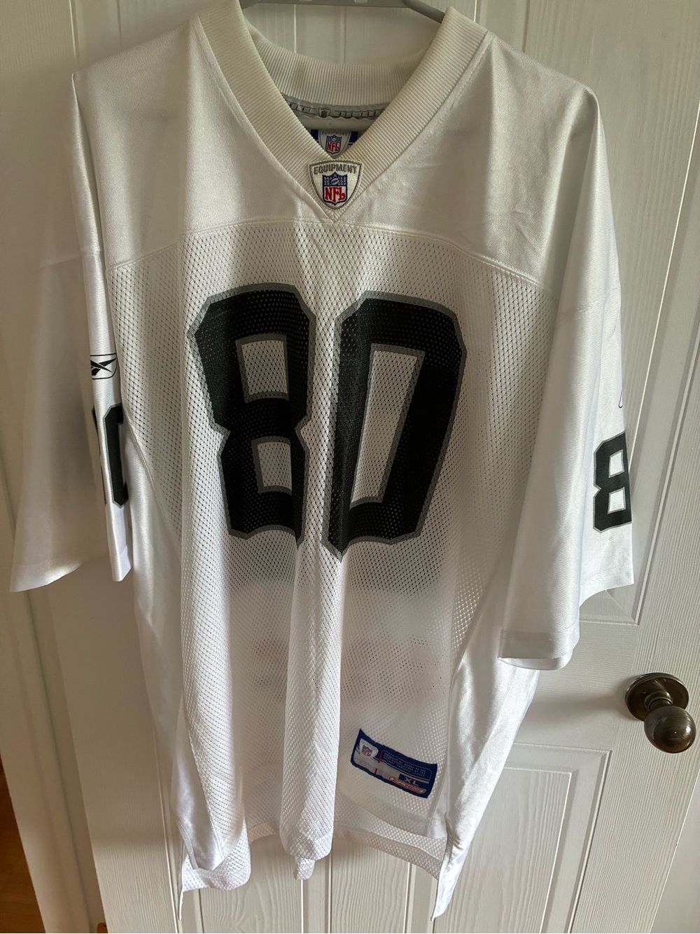 White Mesh Football Jersey with Black 80 Accent